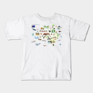 Illustrated Map of Australia Kids T-Shirt